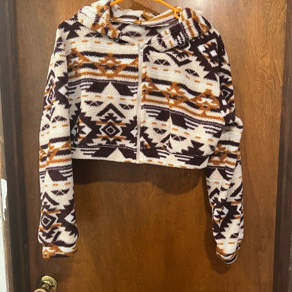 SHEIN Geometric Patterned Fleece Jacket